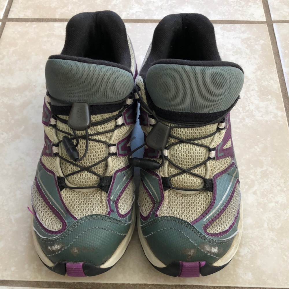 Kids Salomon XA Pro in purple and gray, size 3 (big kid)